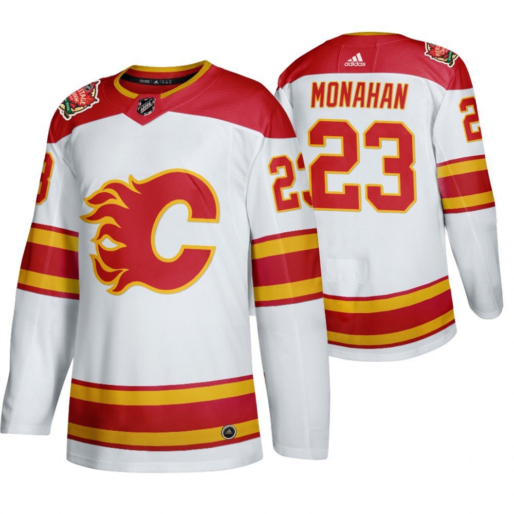 Calgary Flames #23 Sean Monahan Heritage White Classic Authentic Jersey